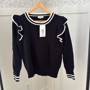 ANNA Black Ruffle Sweater